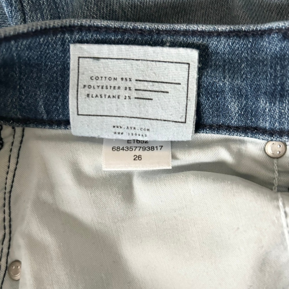 AYR The Bomb Pop High Rise Raw Hem Jeans Medium Wash Blue Size 26 - Picture 8 of 9